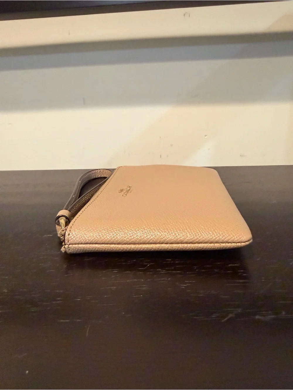 Coach Corner Zip Wristlet Taupe